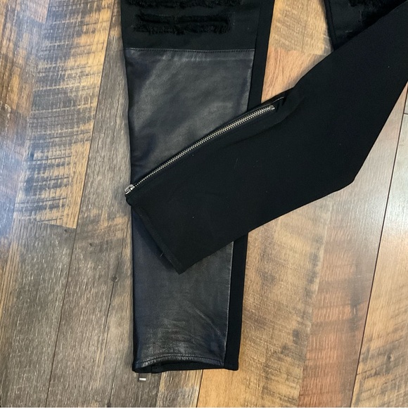 AS by DF Black Moto Leather Front Ripped Knees Leggings M - Picture 4 of 7